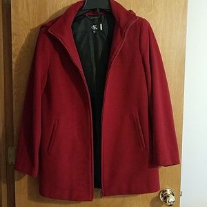 Calvin Klein Women's red wool coat size S